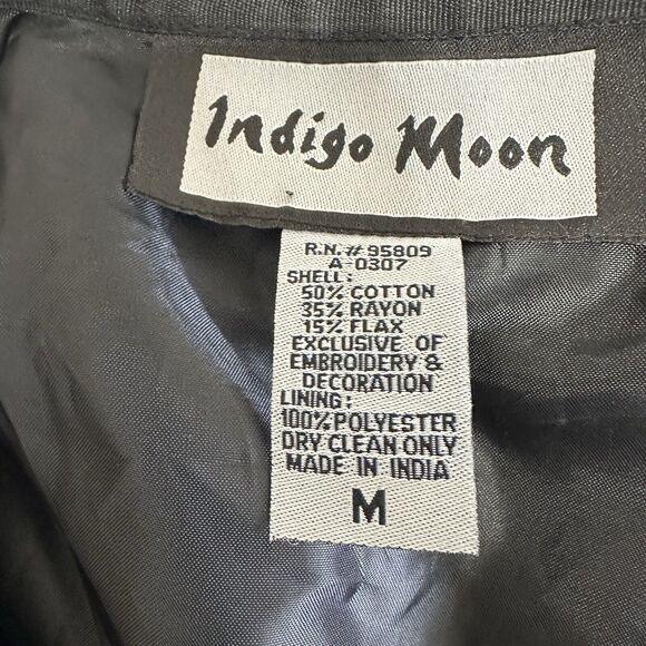Indigo Moon Jacket Women Medium Patchwork Embroidered Boho Artsy Lagenlook - Picture 10 of 11